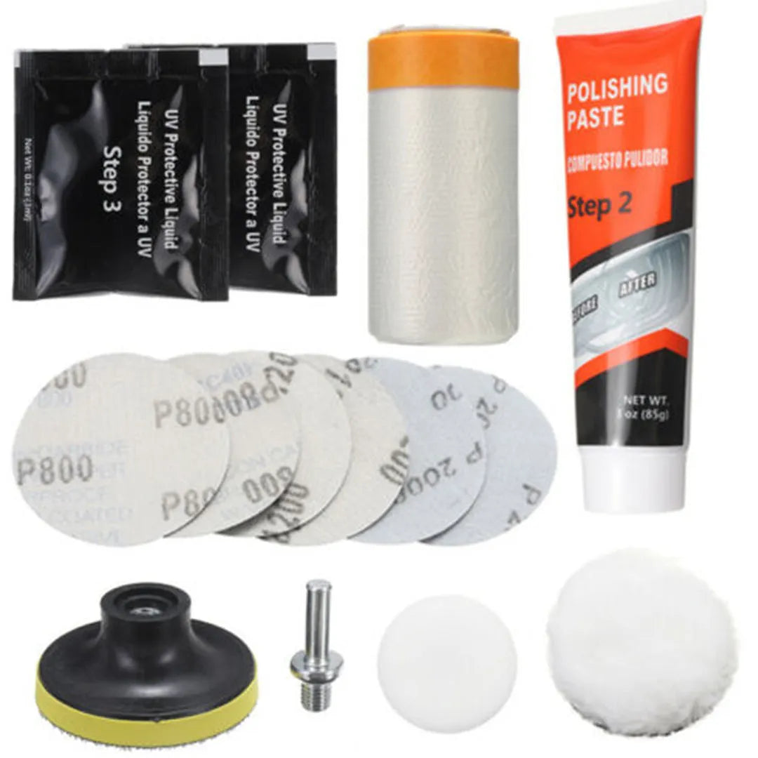 Carbon steel headlight repair tool for vehicle and machine maintenance measuring 15x15x5cm