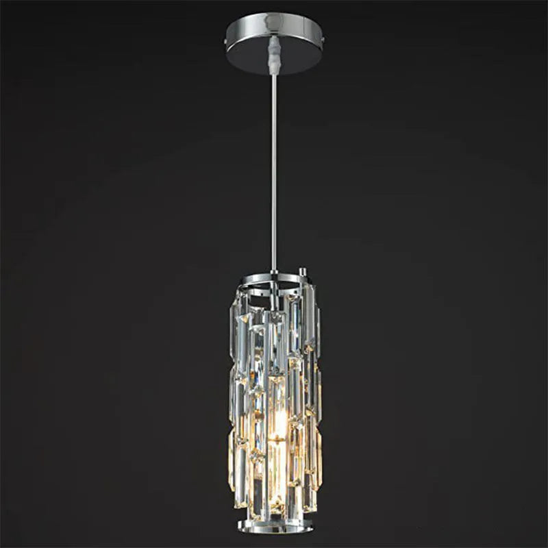LED industrial crystal pendant light in black, gold, or chrome for dining room, aisle, or bedside, 220V