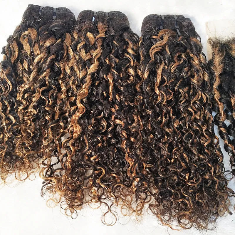 Brazilian real hair lace wig in piano colour with short Qi bangs on a mannequin head
