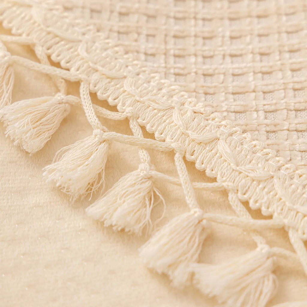 Special-shaped tassle short plush non-slip polyester sofa cover in khaki colour, 90cm width