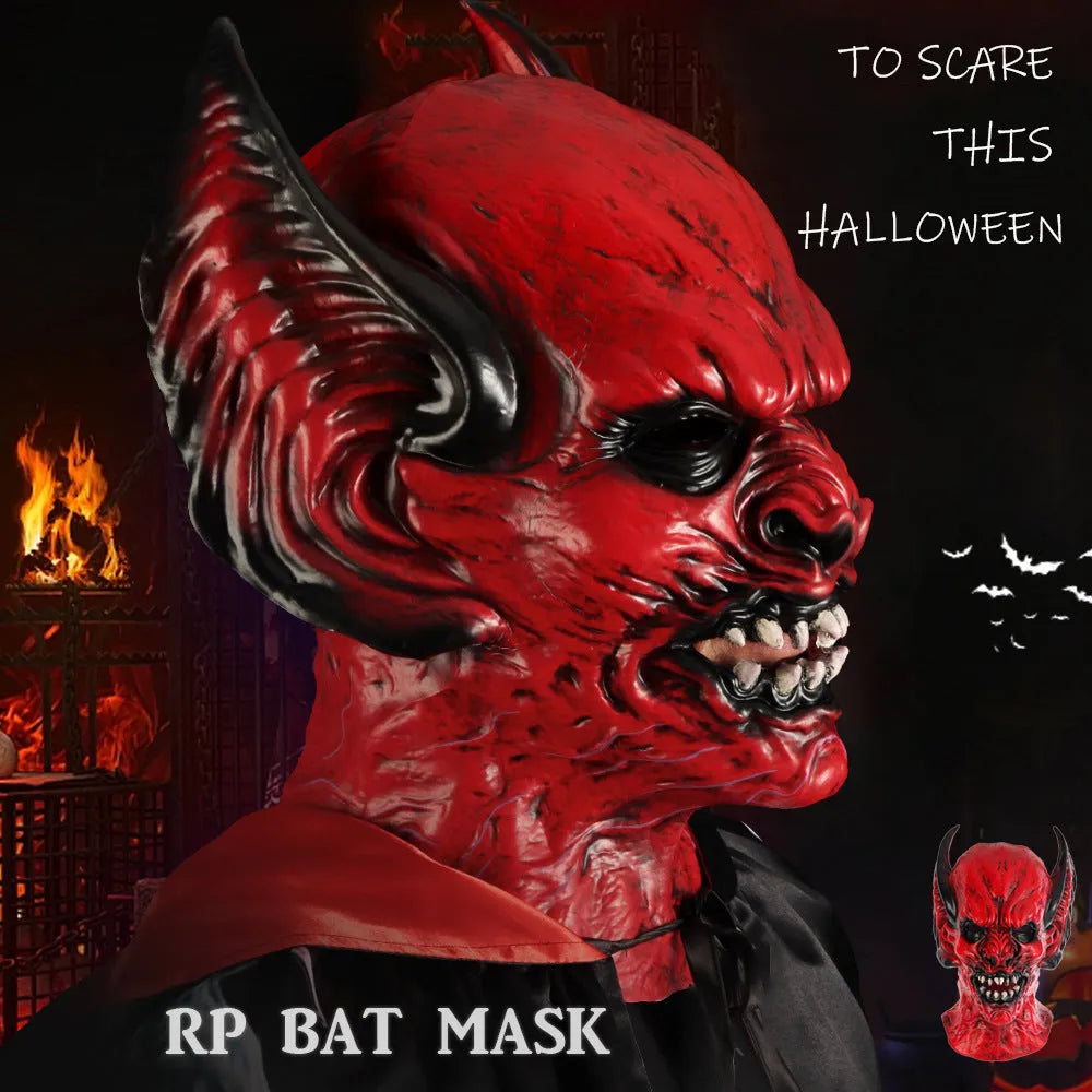 Red bat-themed RP foam party hood mask for Halloween and costume events