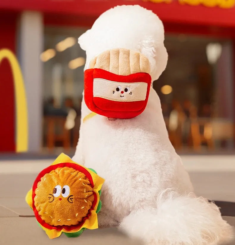 Cartoon hamburger chips design adjustable pet vest leash rope in escape-proof walking harness