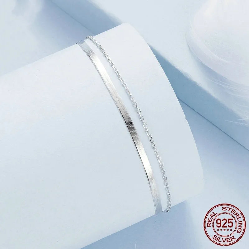 S925 sterling silver double-layer bracelet for women with electroplated finish BSB193 colour