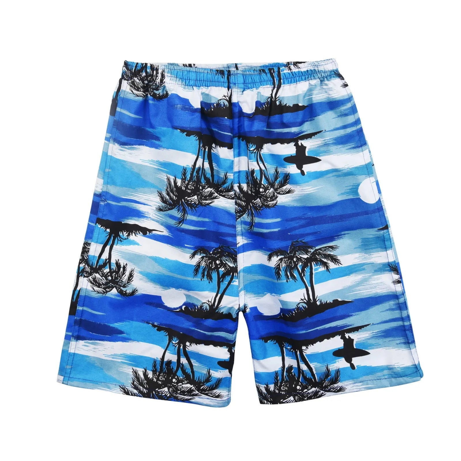 Men's floral printed swimming trunks with five-point design in polyester fabric