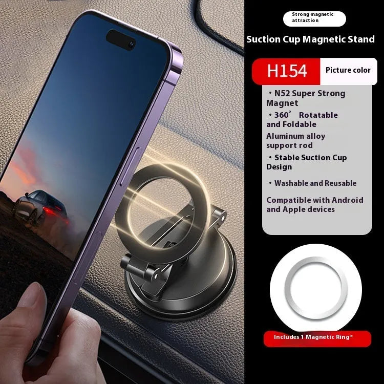 Black H154 car magnetic phone holder with suction cup mount on a dashboard