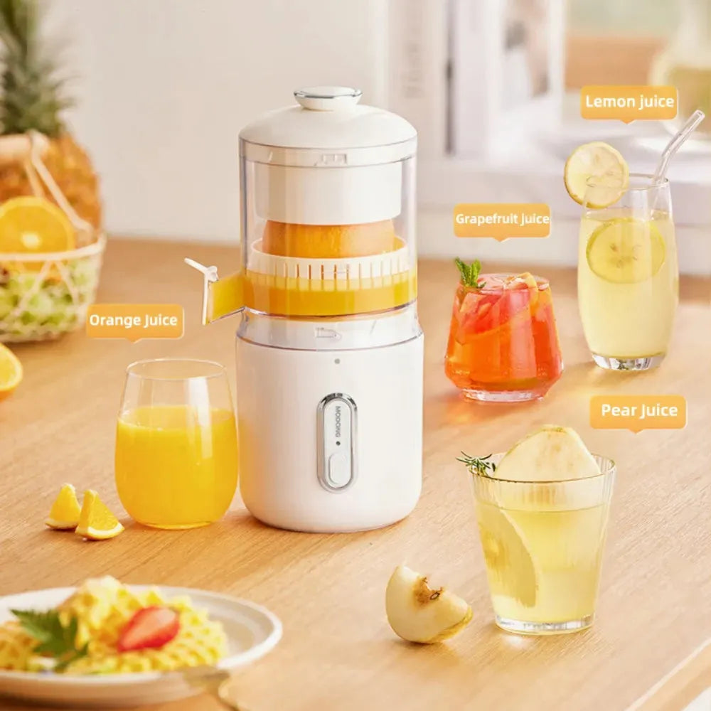 Fresh green and simple white portable wireless electric juicer with USB charging cable