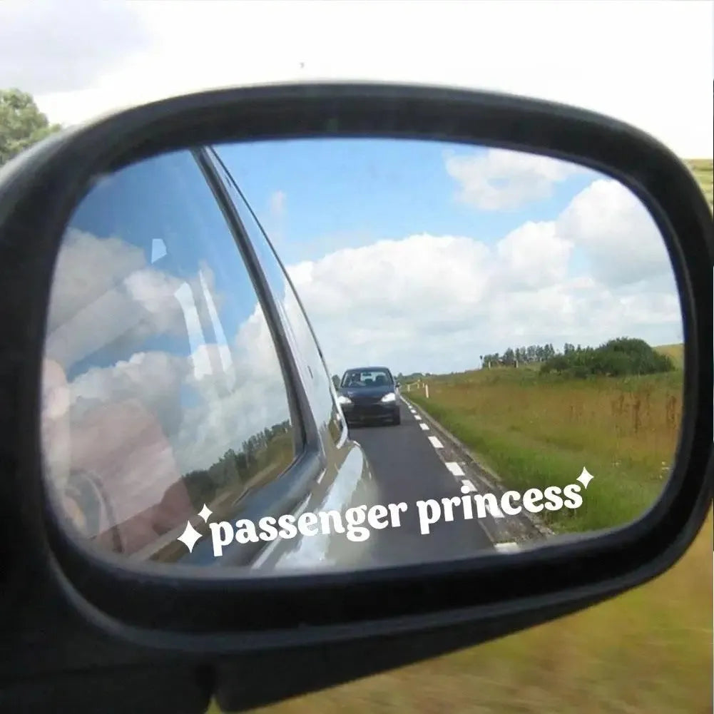 White car interior vinyl sticker with English text, showing 10cm by 2cm size.