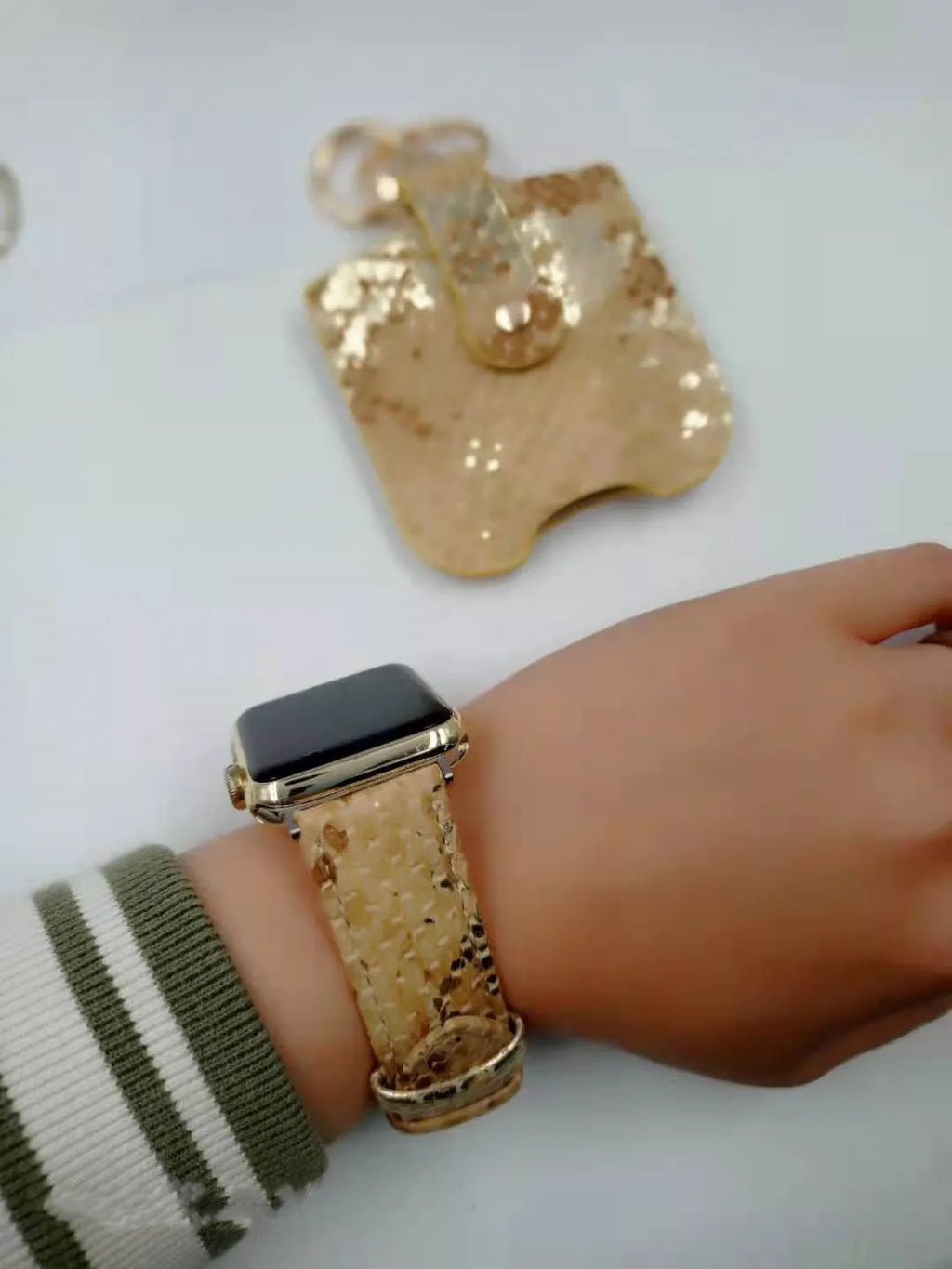 PU leopard print watch strap for Apple Watch 38mm and 42mm case sizes