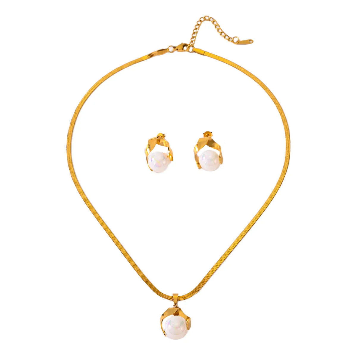 Titanium steel love heart earrings set with electroplated finish including necklace and ear studs