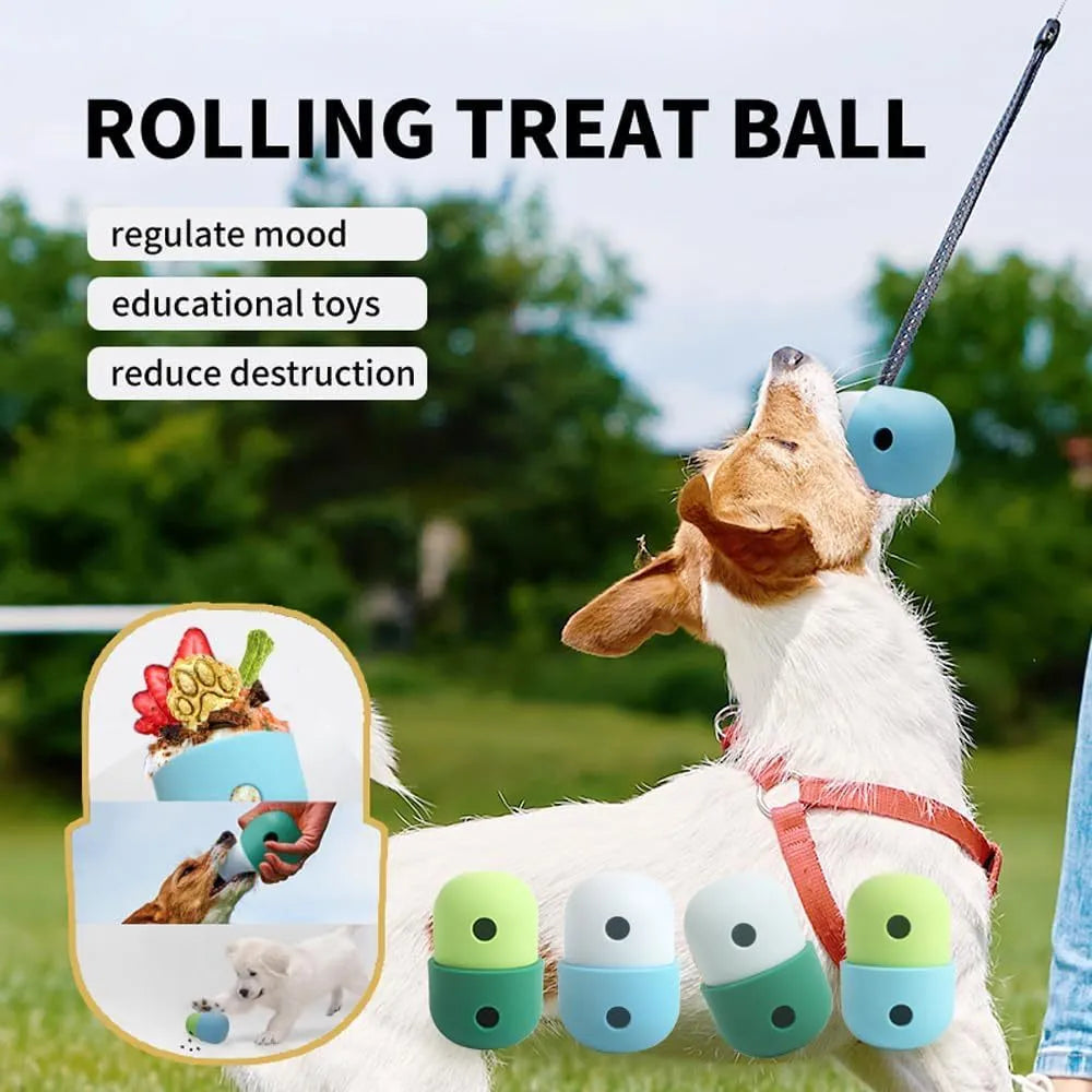 Food grade silicone dog treat puzzle ball in assorted colours for small and medium breeds