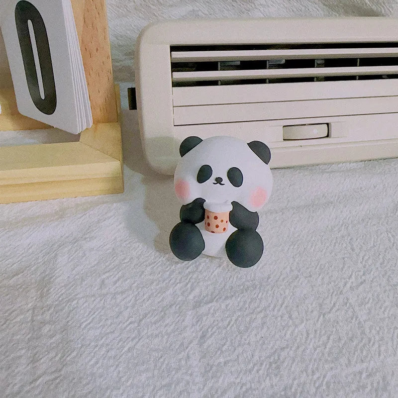 Cute panda car vent perfume decoration clip in milk tea, flower, or back panda style.