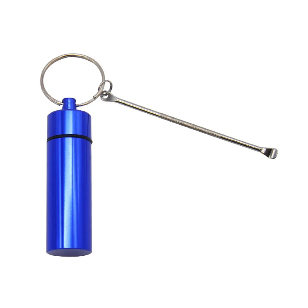 Aluminum portable medicine storage box with spoon and keychain in multiple colour options