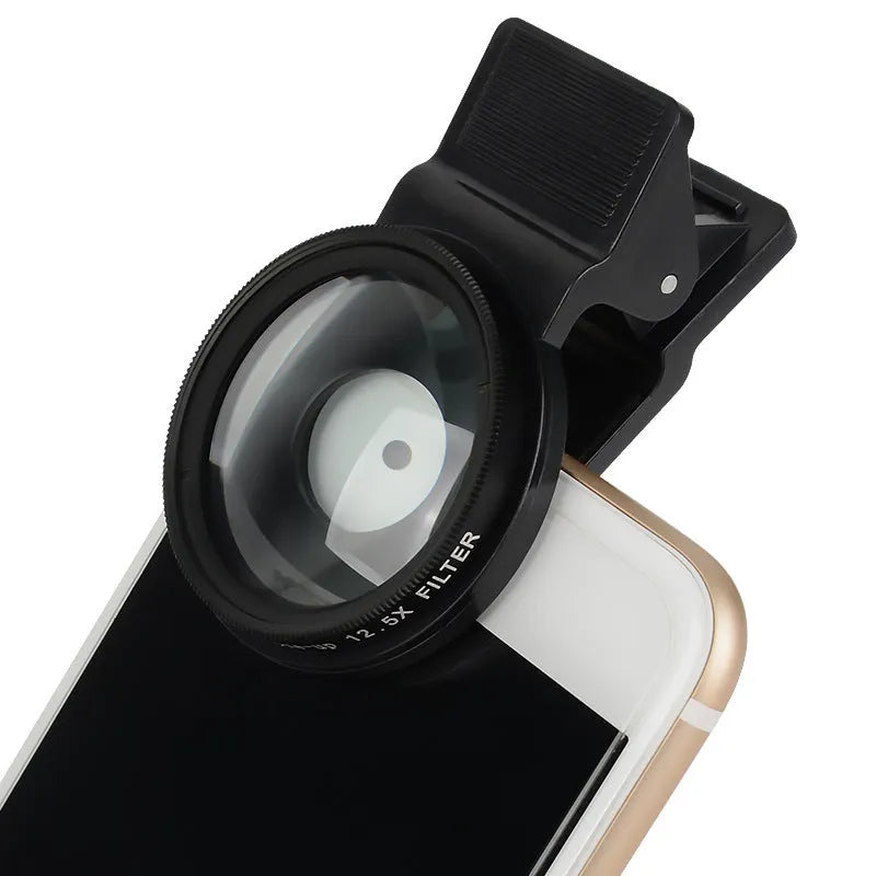 Mobile phone macro lens with aluminium alloy frame and universal clip attachment