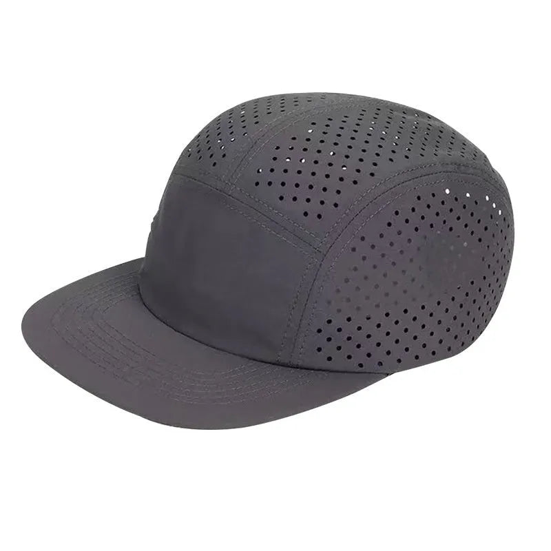 Cycling fishing sun protection dome cap in beige polyester fabric with hollow-out ventilation