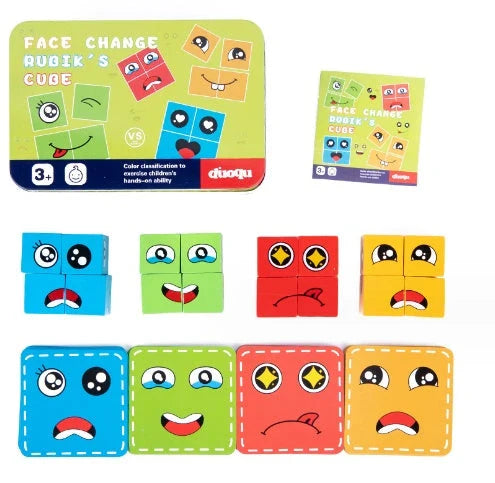 Wooden Emoji Puzzle Blocks - Educational toy for improving hand-eye coordination, logical thinking, and fine motor skills