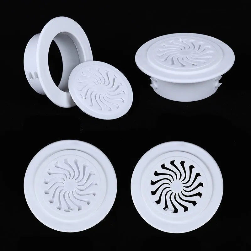 Plastic air conditioning hole cover kit with plug caps, splits, and sealing glue for wall gaps