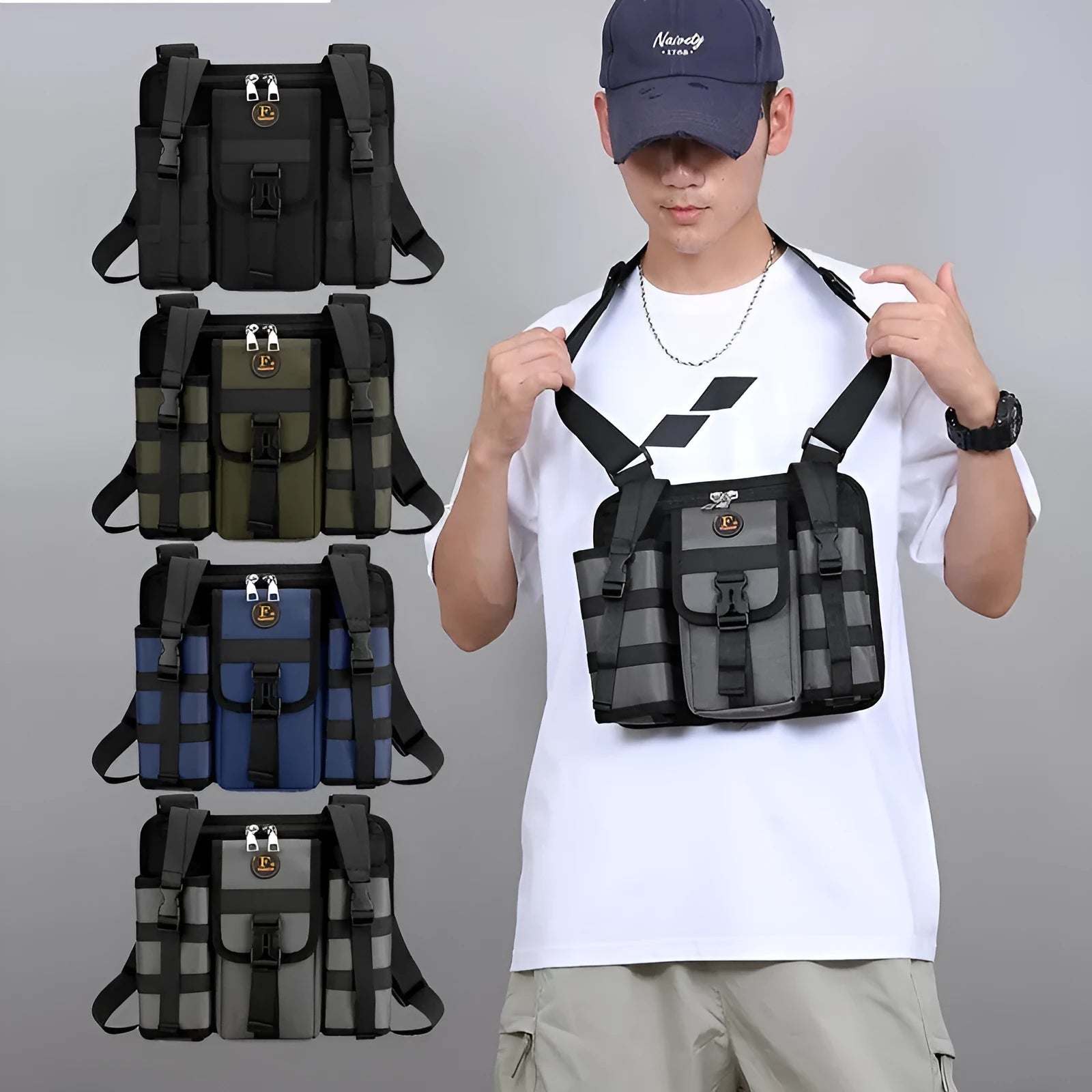 Army green Oxford cloth leisure shoulder bag with waterproof construction for outdoor sports
