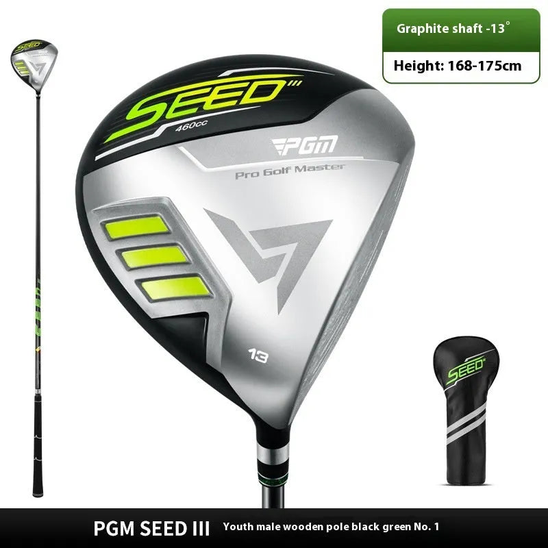 PGM Golf teenager titanium 1 wood driver black green with carbon shaft on grass