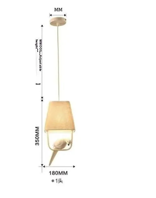 Iron bird chandelier ceiling lamp with fabric shade in a multi-bird design
