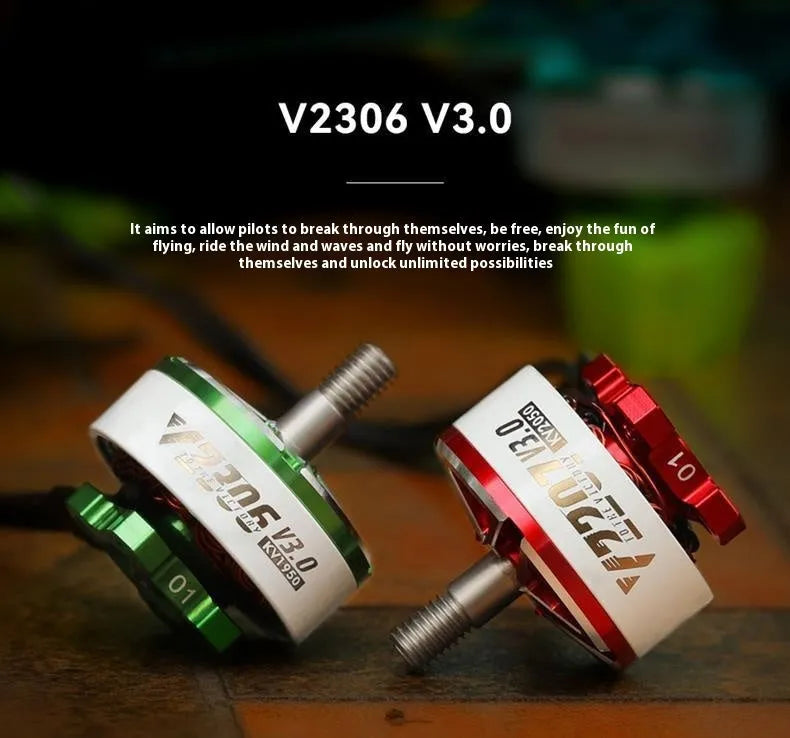 FPV brushless motor V2306 for 5-inch UAV crossing machine in orange and pink plastic with flash function