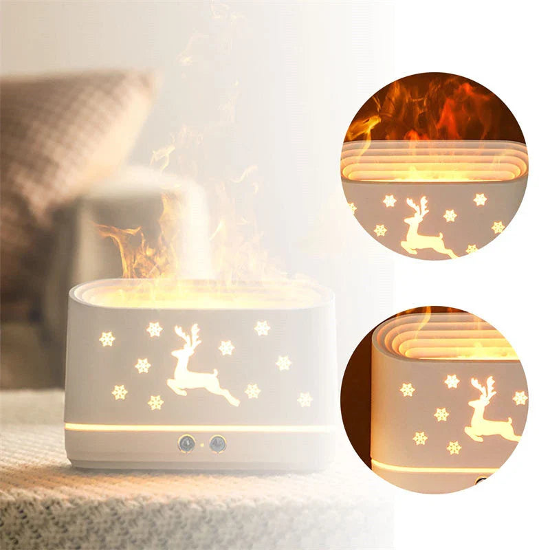 Cozy Flame Essential Oil Diffuser & Humidifier with Adjustable Flame Effect and Aromatherapy Capabilities