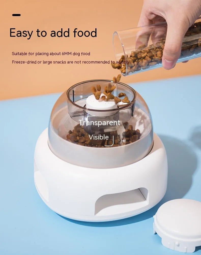 White plastic press leakage dog feeder with 500ml capacity and optional plate or disk