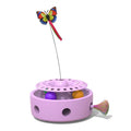 Pink and white ABS PP electric three-in-one cat toy with turntable, butterfly feather, and excavator movement