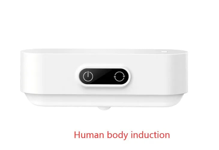 White magnetic USB rechargeable LED sensor light with touch controls on a curved panel