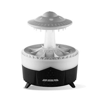 Relaxing rain cloud humidifier with essential oil diffuser, soothing rain sound, and customizable LED lights for a tranquil home environment