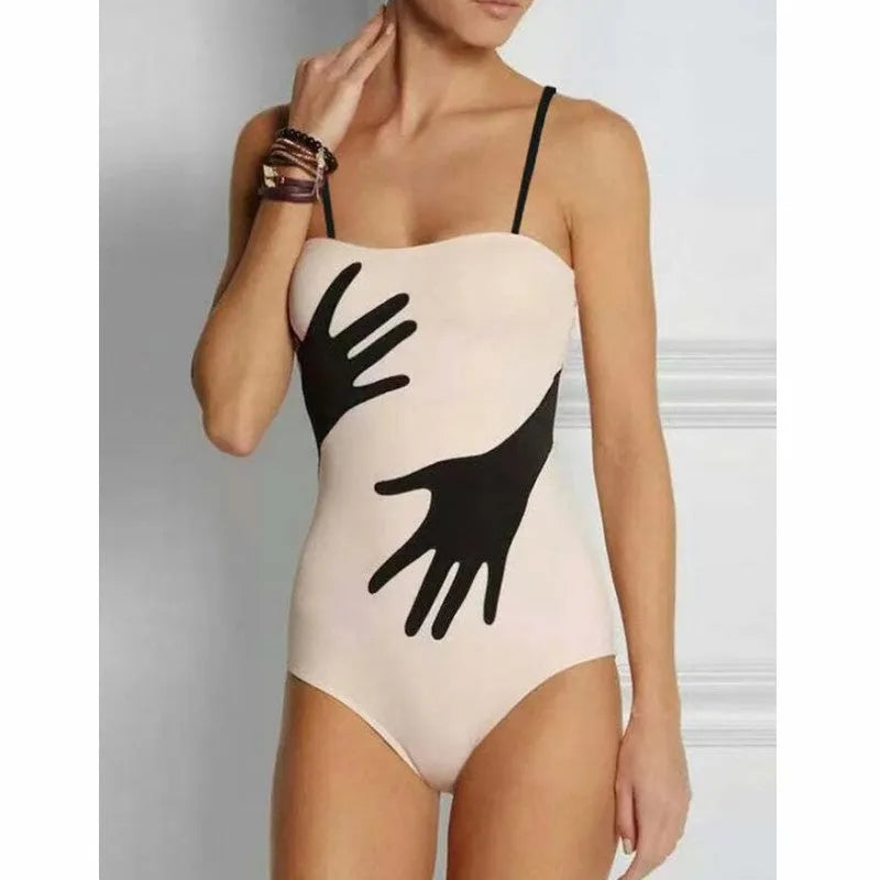Women's one-piece bikini swimsuit with gauze skirt in polyester fabric