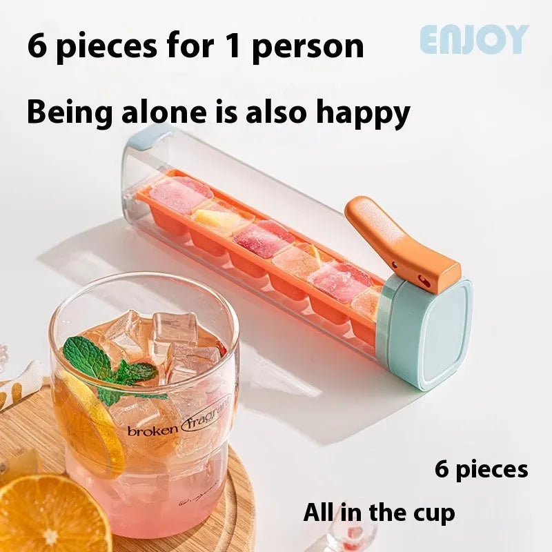 One-touch release ice cube tray with storage box in food-grade plastic