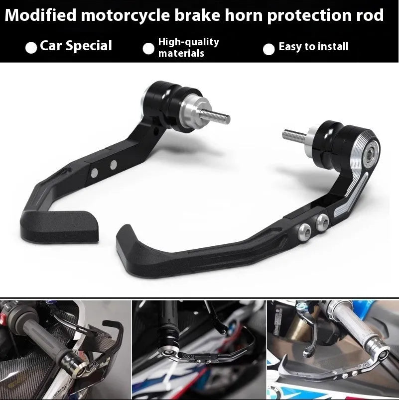 Black CNC machined brake lever guard for Honda CBR650 motorcycle on brake horn bar