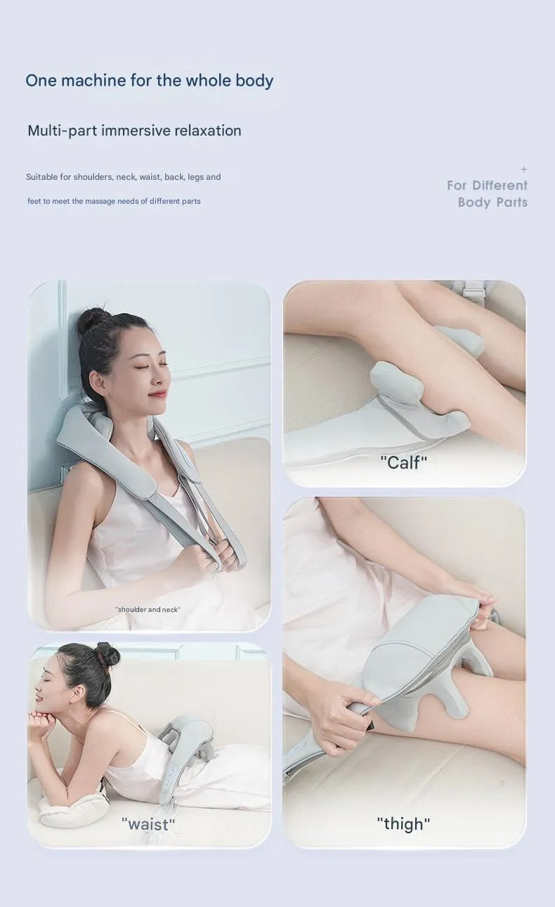 Multi-functional home-use neck massager shawl for cervical spine and shoulder muscle relief with rechargeable battery