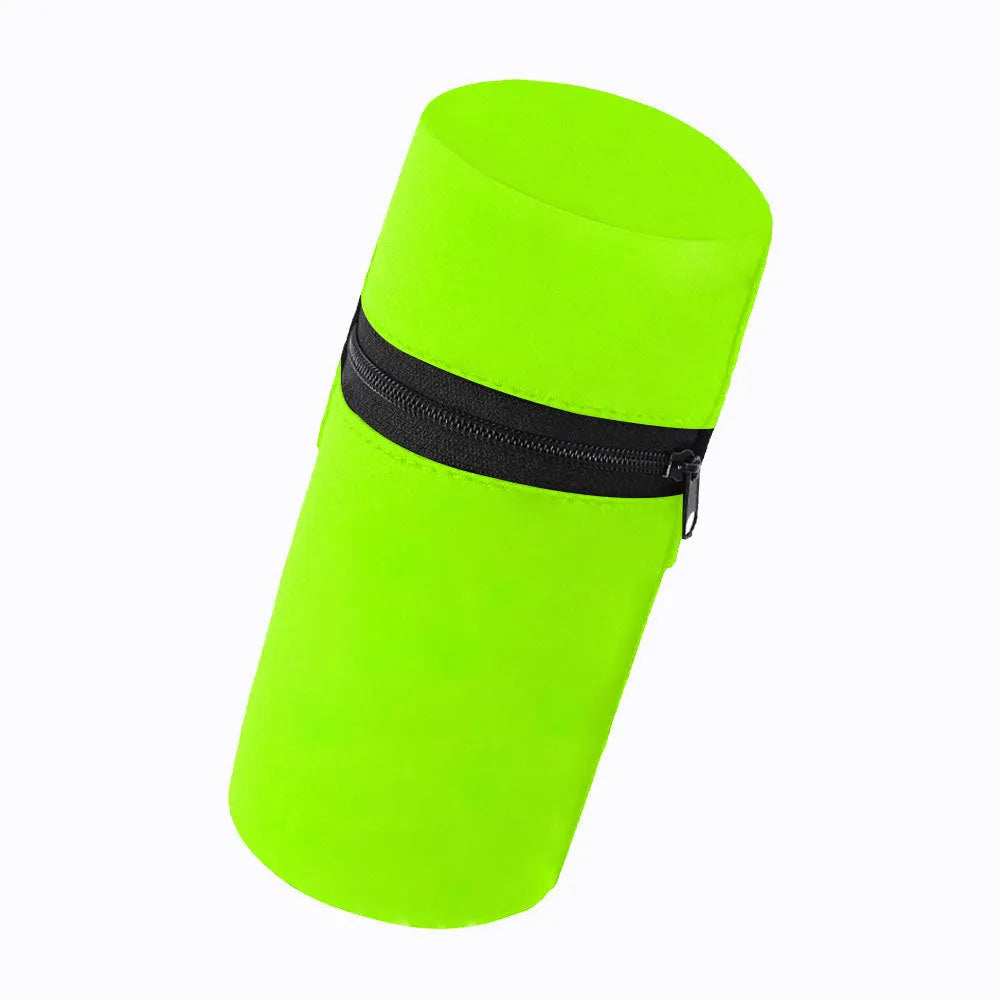 Large capacity polyester sports arm bag for mobile phones shown in multiple colour options including black, blue, and striped patterns.