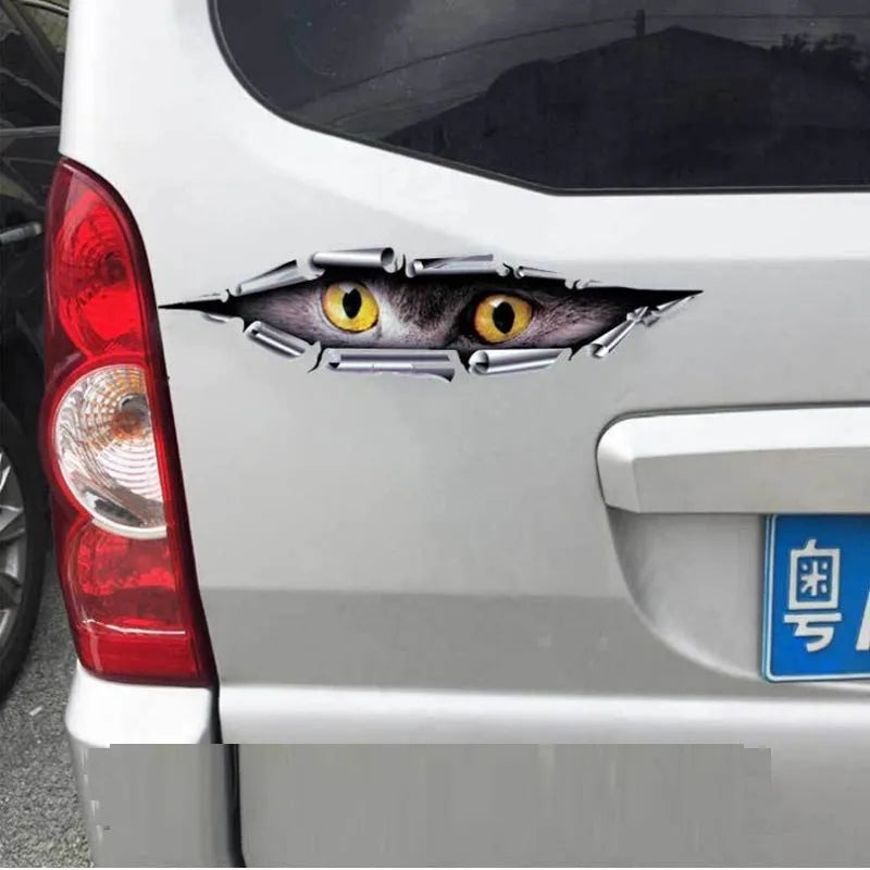 35cm long 3D car sticker with tiger eye or eagle eye design for automotive bumper decoration