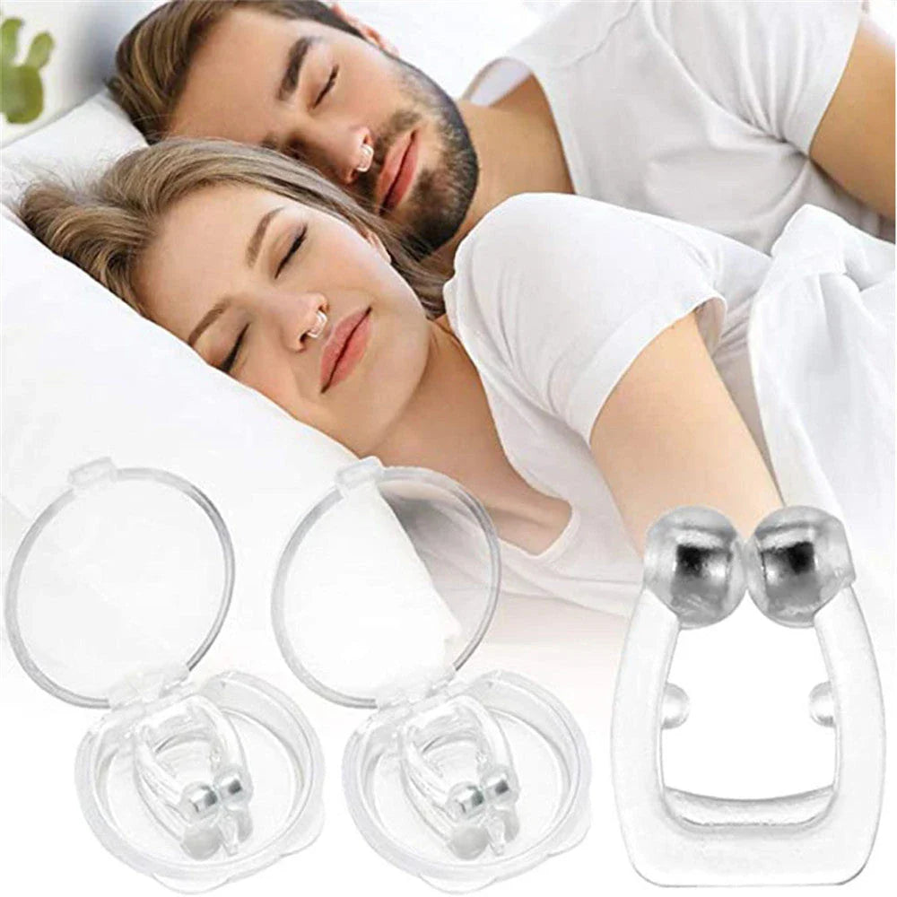 Silicone magnetic anti-snore nose clip for peaceful, quiet sleep