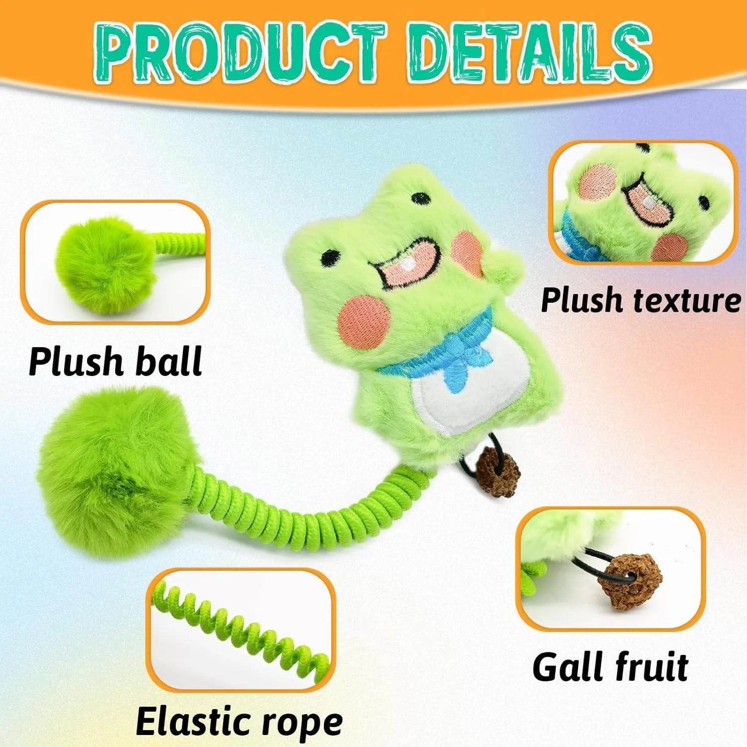 Four-in-one cat interactive toys with silvervine fruit, spring, fuzzy ball, and plush animal designs