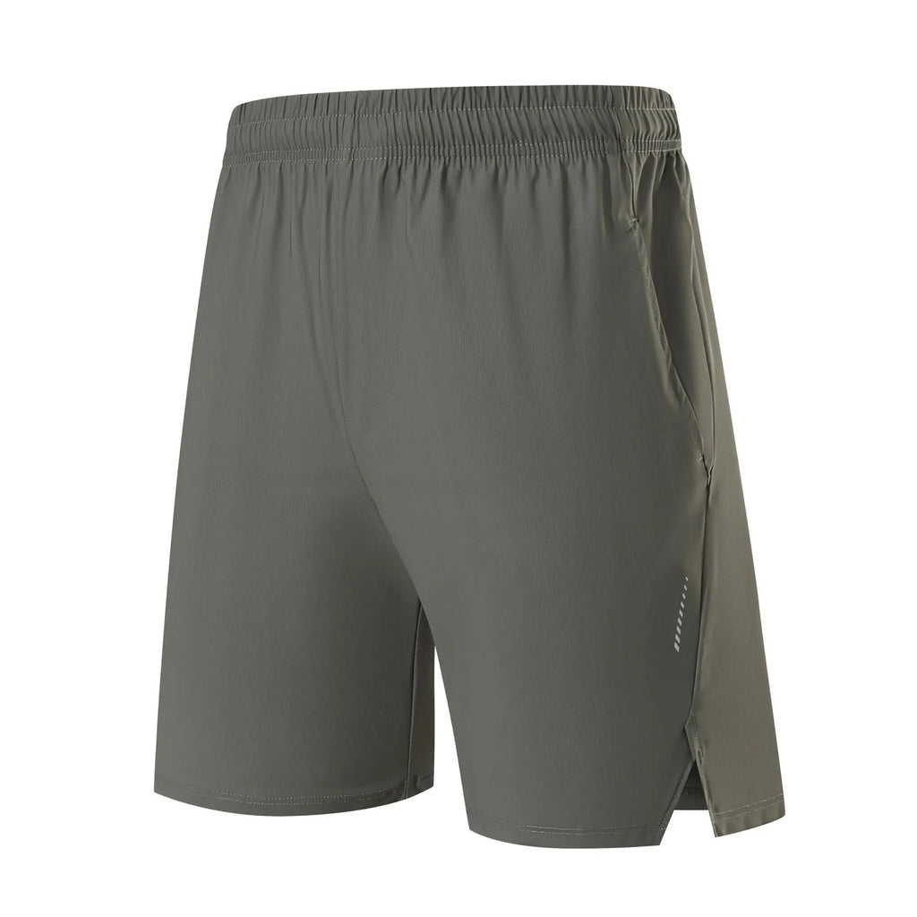 Men's ice silk sports shorts in nylon fabric with mid waist design, shown in available colours