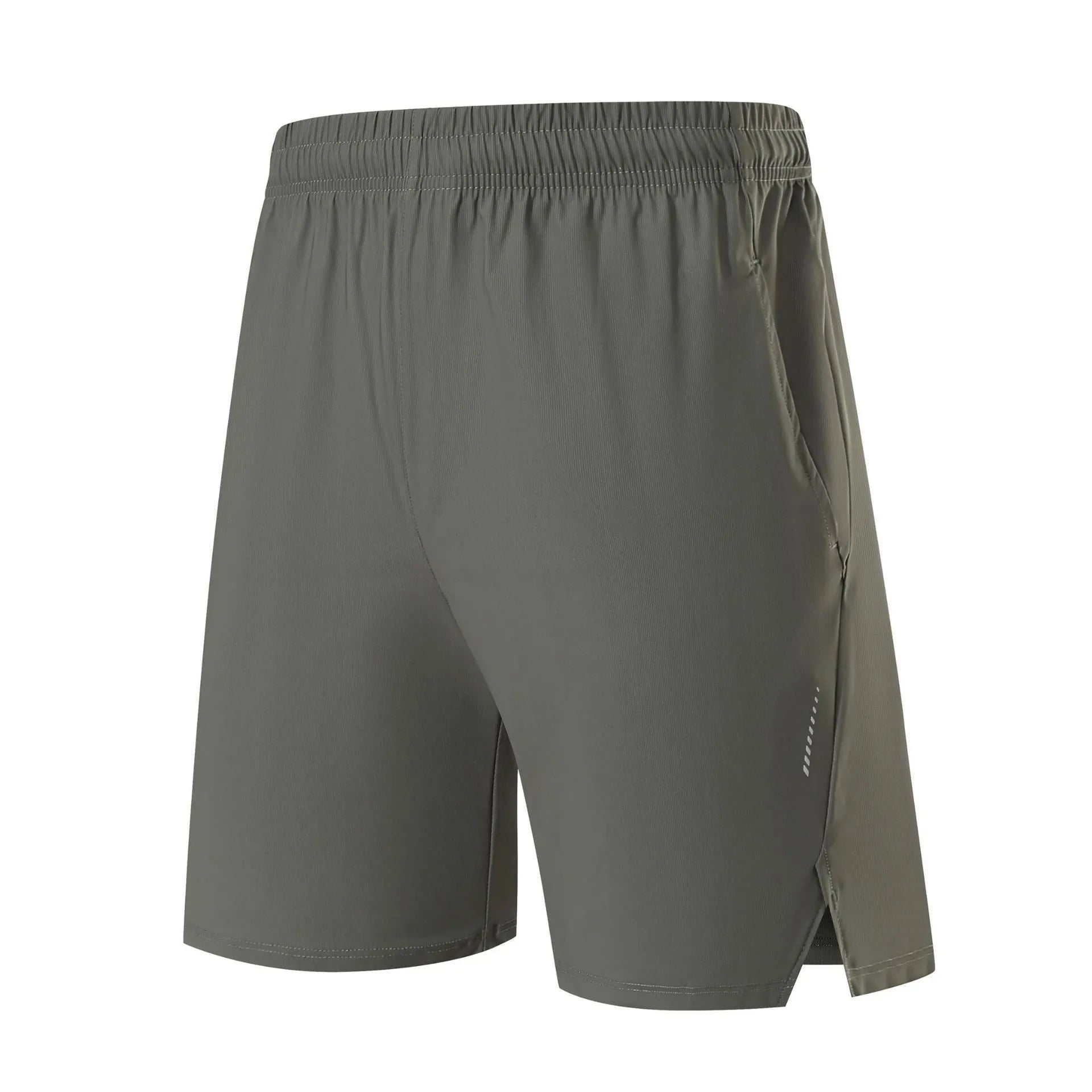 Men's ice silk sports shorts in nylon fabric with mid waist design, shown in available colours