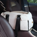 Beige white polyester pet car nest and diaper bag carrier measuring 23x20x40cm
