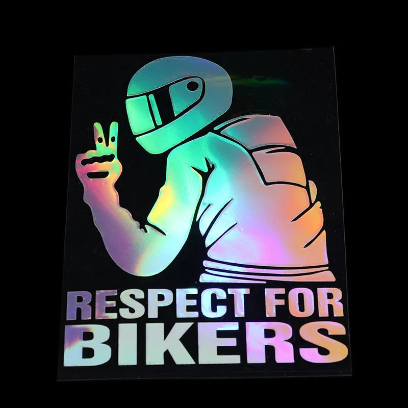 Reflective vinyl motorcycle sticker decal in 3D carbon fibre finish, 15cm by 11cm.