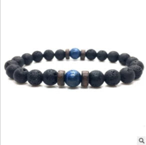 Premium men's black volcanic stone bracelet with unique, durable design and adjustable fit