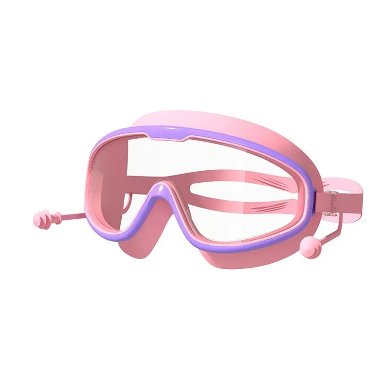 Children's large frame waterproof non-fogging swimming goggles in various colours