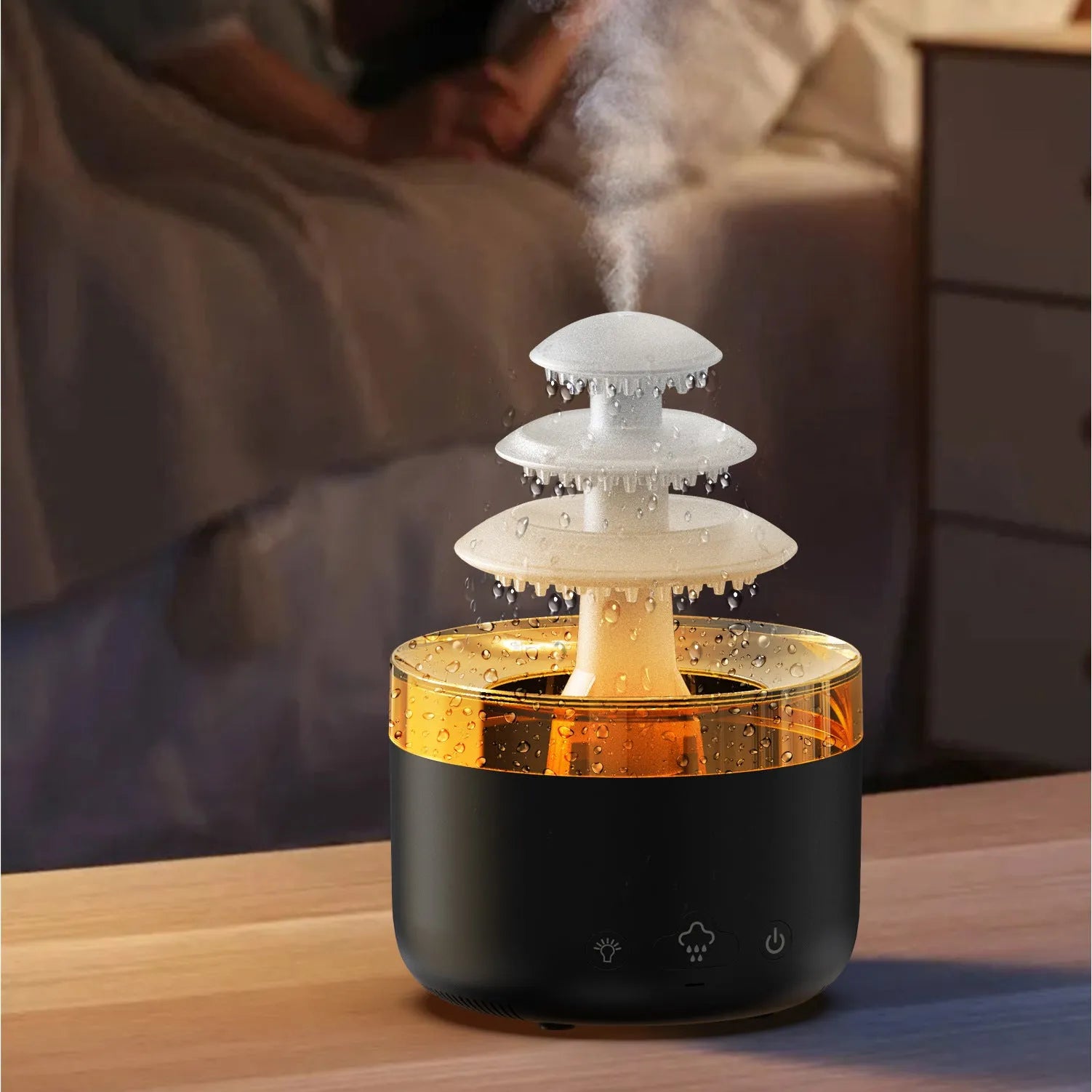 New Cloud Rain Air Humidifier with 7 colour atmosphere light and 500ml capacity in white