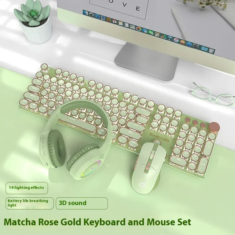 Matcha green 87-key mechanical gaming keyboard with aluminium frame and white backlighting on a desk.