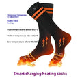 Heated cotton socks for women black stripes USB powered with heated insole and upper