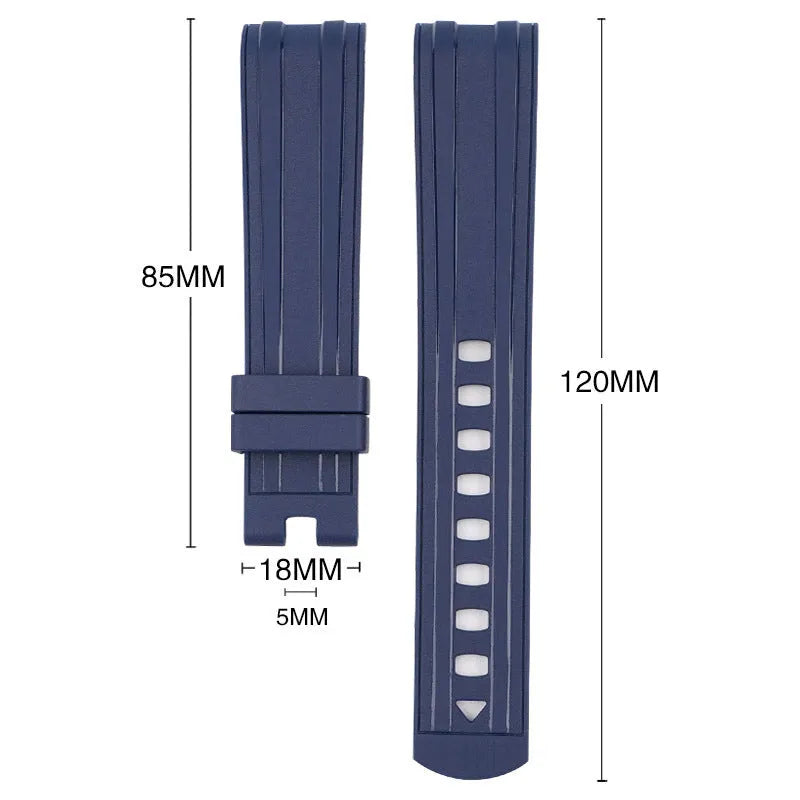 20mm wide watch strap in multiple colours featuring a silver-toned buckle.