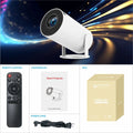 HY300 Pro Android portable projector with 170mm diameter compact design for home entertainment