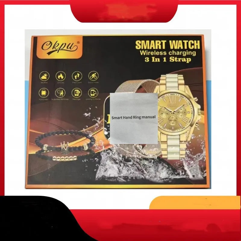 D68 Smart Watch in Black and Gold with TFT screen, health monitoring and Bluetooth calling features