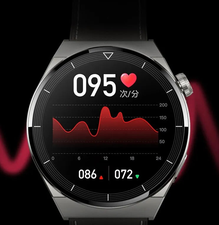Black Bluetooth NFC smart watch with round 1.36-inch display and silicone band for Android devices